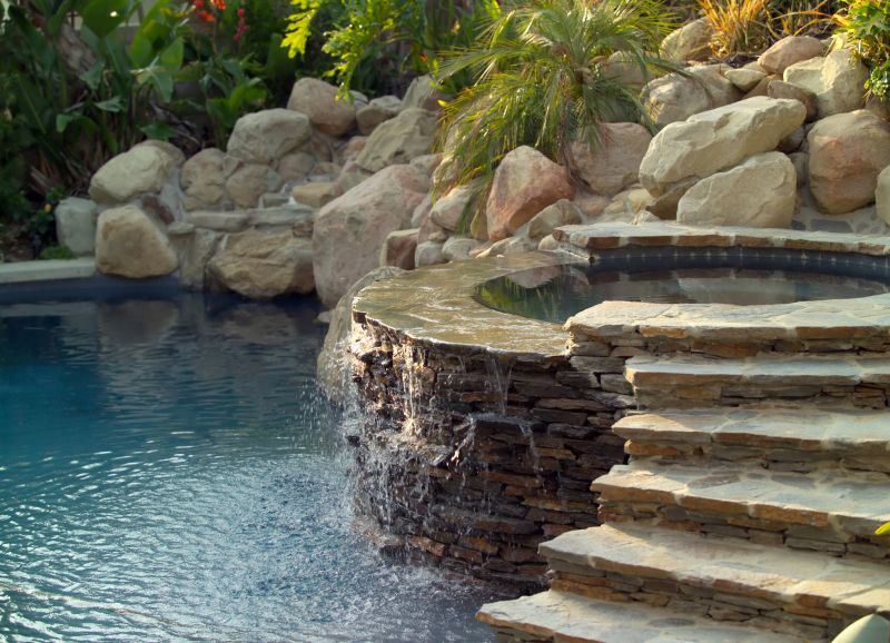 Stone Steps Over Water Feature